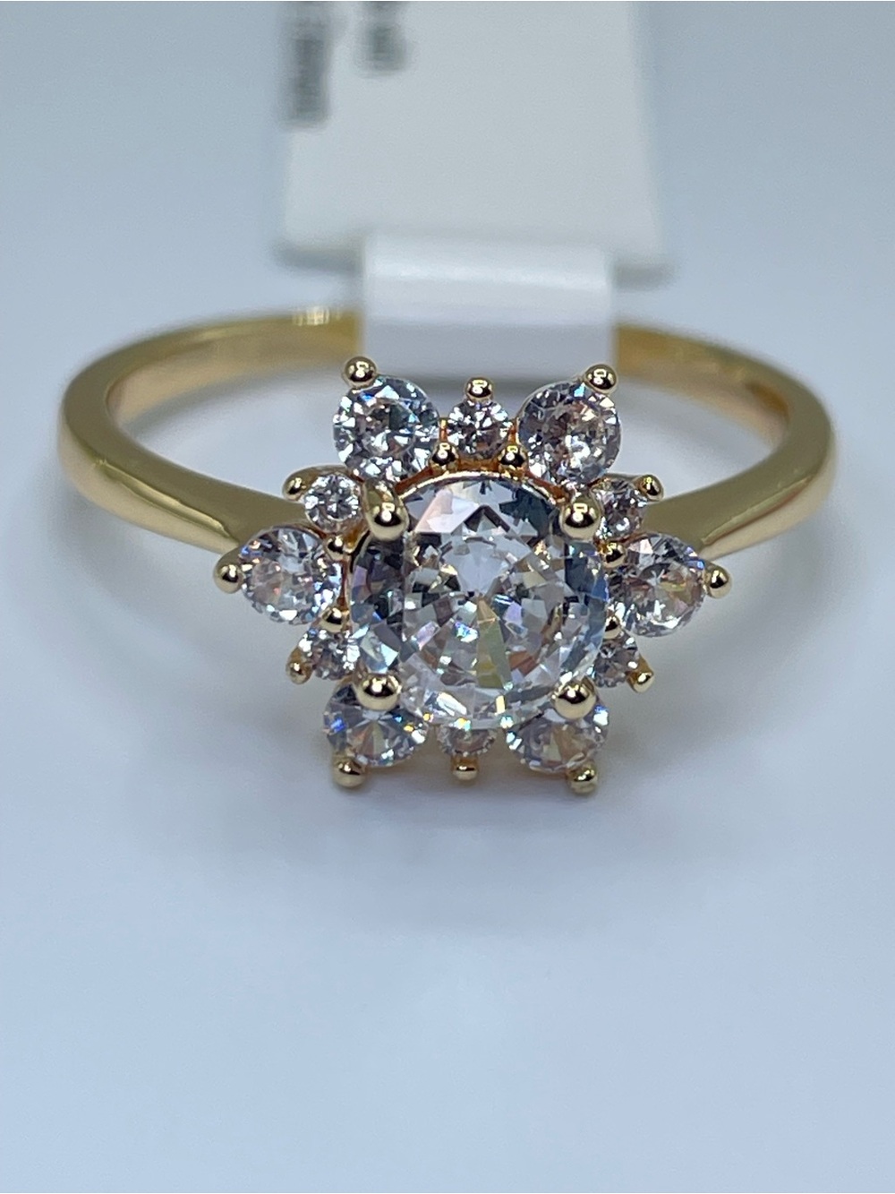 Swarovski Crystal Elements White Swarovski Elements Floral Halo Ring Size 8